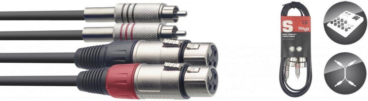3m Dubbele RCA naar XLR Mannelijk Kabel voor DJ-Controllers