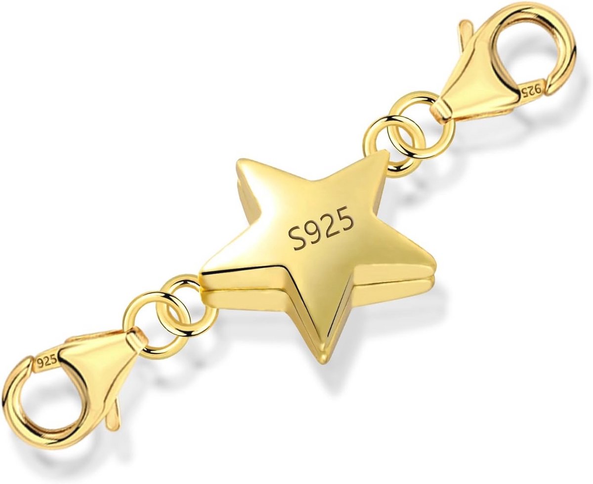 Ster Dubbele Magnetische Sluiting Ketting - Gouden Armband Sluiting van 925 Sterling Zilver