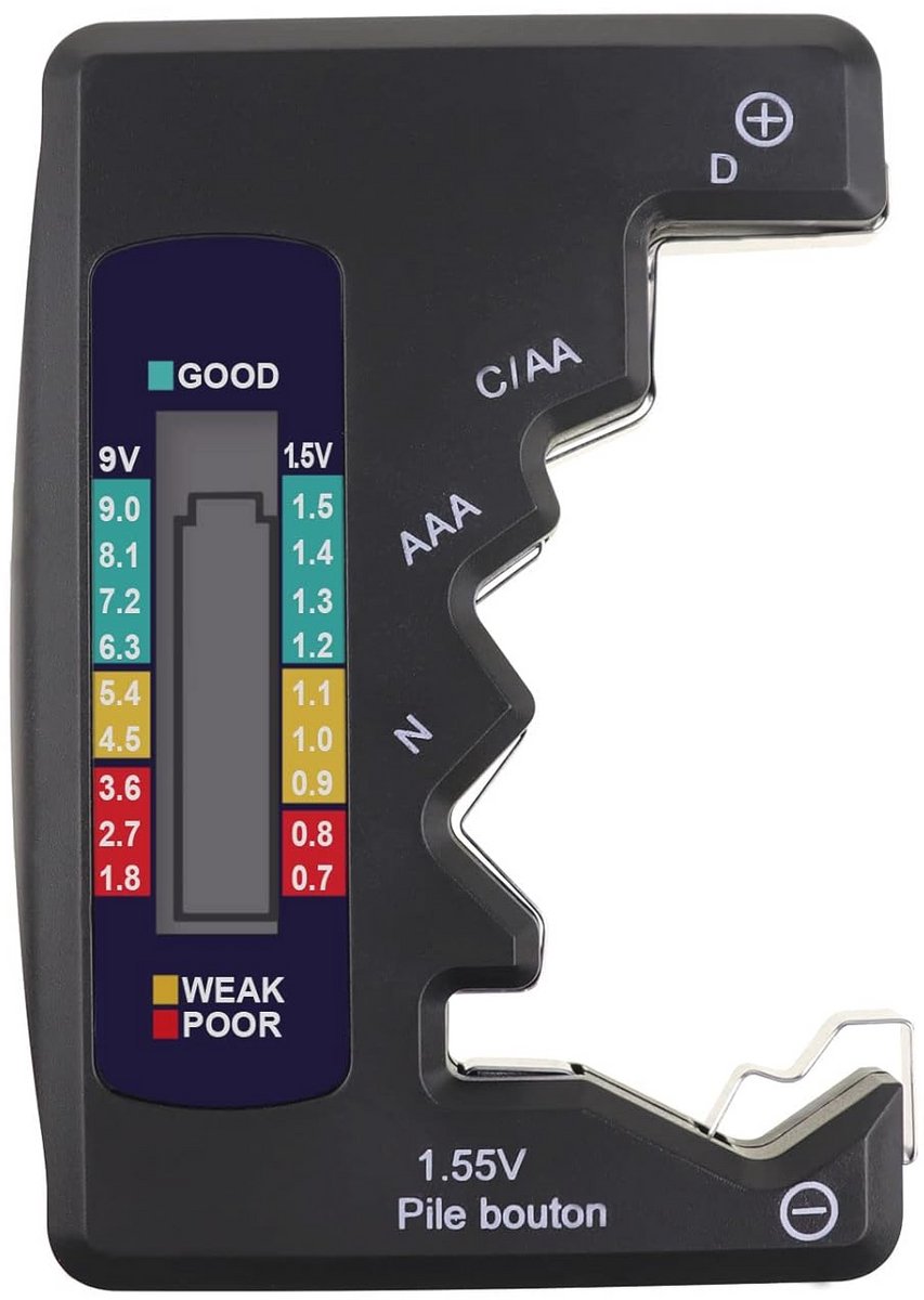 Batterij Tester voor C AA AAA D N 9V 1.5V Knoopcelbatterijen met LCD Weergave