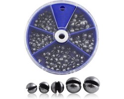 Visgewichten 200 stuks, loodvisgewichten set met 5 maten, duurzame visaccessoires