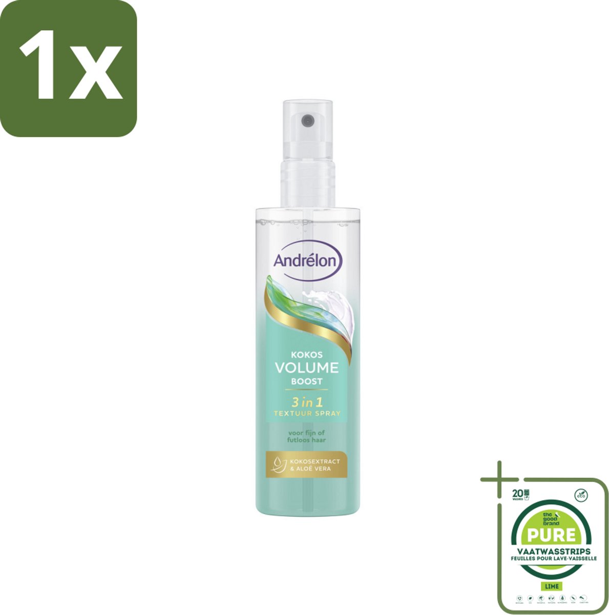 1 x Andrélon – Textuur Spray 3-in-1 – Kokos Volume Boost – 150 ml - Haar Volume - Haar Structuur - Haar Glans - Textuur Spray - Kokos Volume