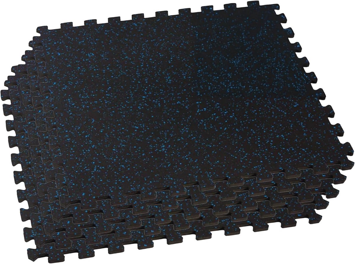 In elkaar grijpende schuimtegels voor thuis fitness - 3/8 inch rubberen top, 24x24 inch, blauwe kleur, 6 vierkante