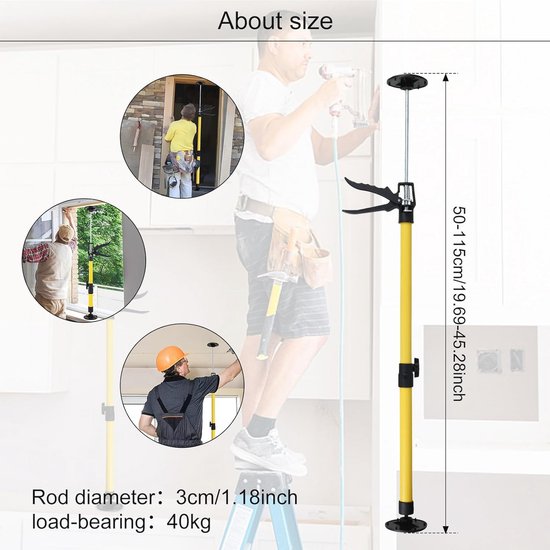 Verstelbare telescopische steunstang - 2 stuks, 11,81 tot 23,23 inch, 40 kg capaciteit — afbeelding 5