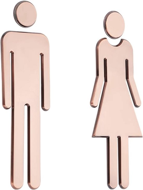 Zelfklevende Toiletdeurplaat voor Dames en Heren - Badkamerdeurpanelen
