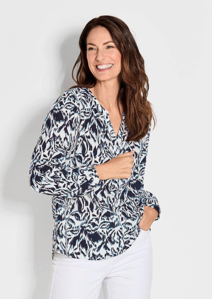 Goldner Blouse Bloemenprintblouse met V-hals