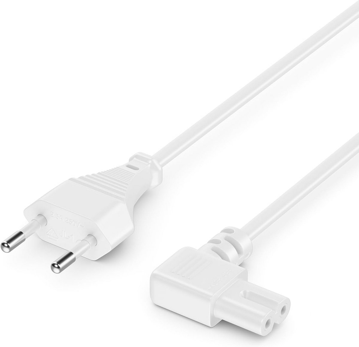 Voedingskabel 3,0m Eurostekker naar C7 Connector met 90° Hoek voor Kleine Apparaten