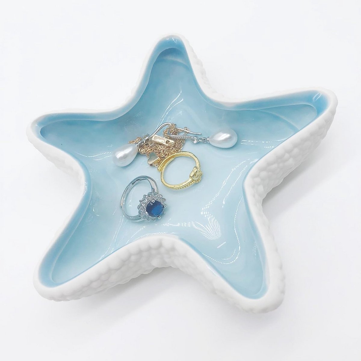 Decoratieve Sieraden Organizer met Zeester Ontwerp - Keramische Shell Trinket Tray voor Badkamer en Woonkamer