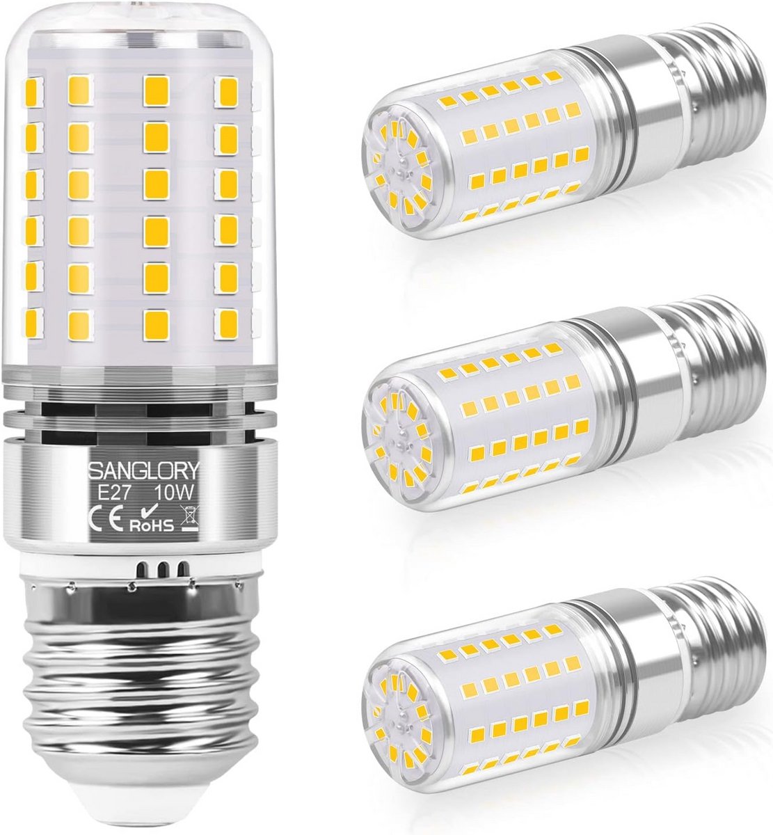 LED-lamp E27 warm licht 10 W 1050 lumen 3000 K niet dimbaar (4 stuks)