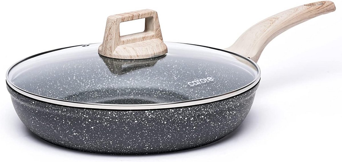 Antiaanbak Koekenpan met Deksel voor Alle Warmtebronnen, Graniet Look, 26 cm