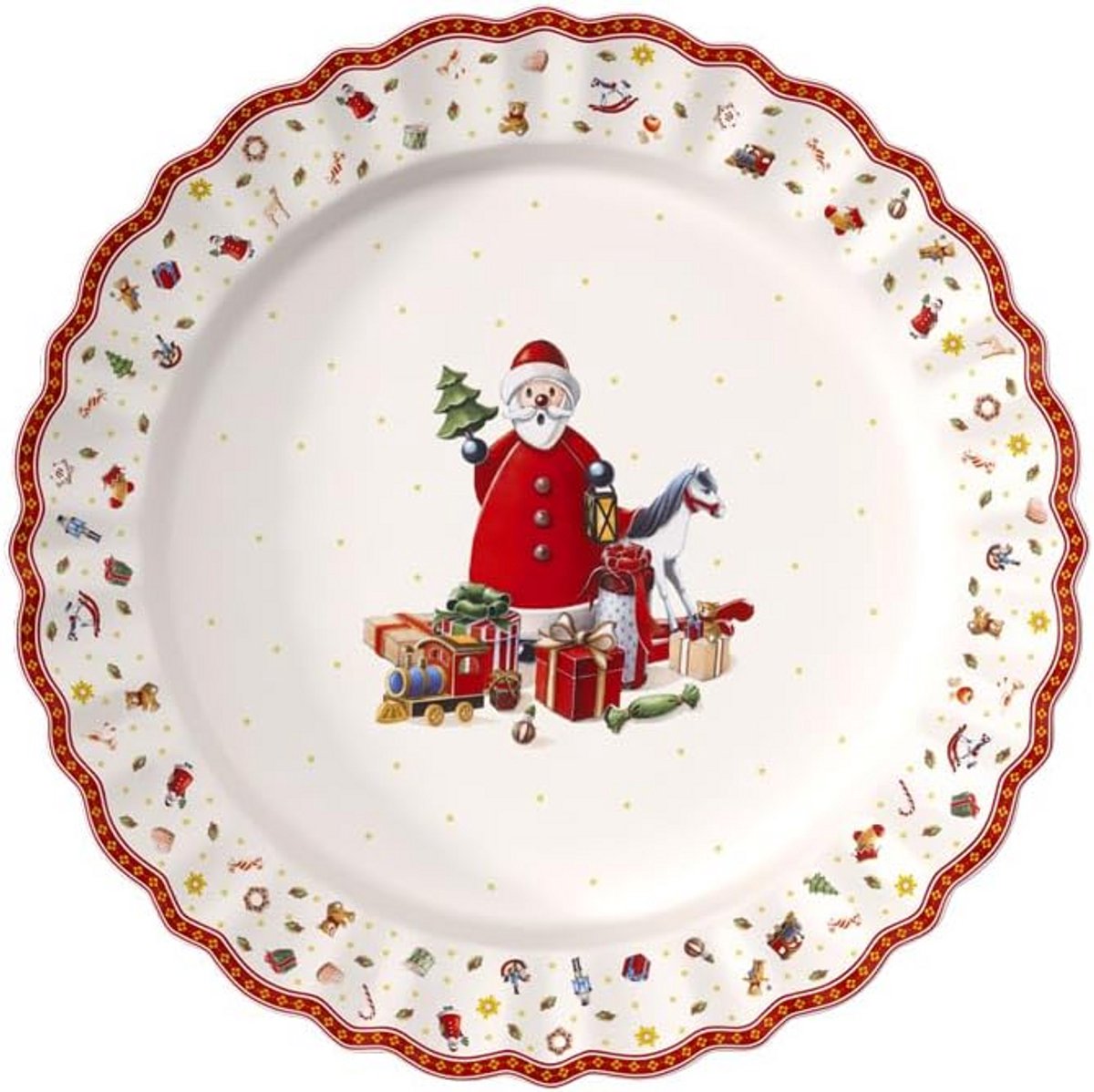 Grote Serveerschaal Kerstdesign Rood Wit 45 cm