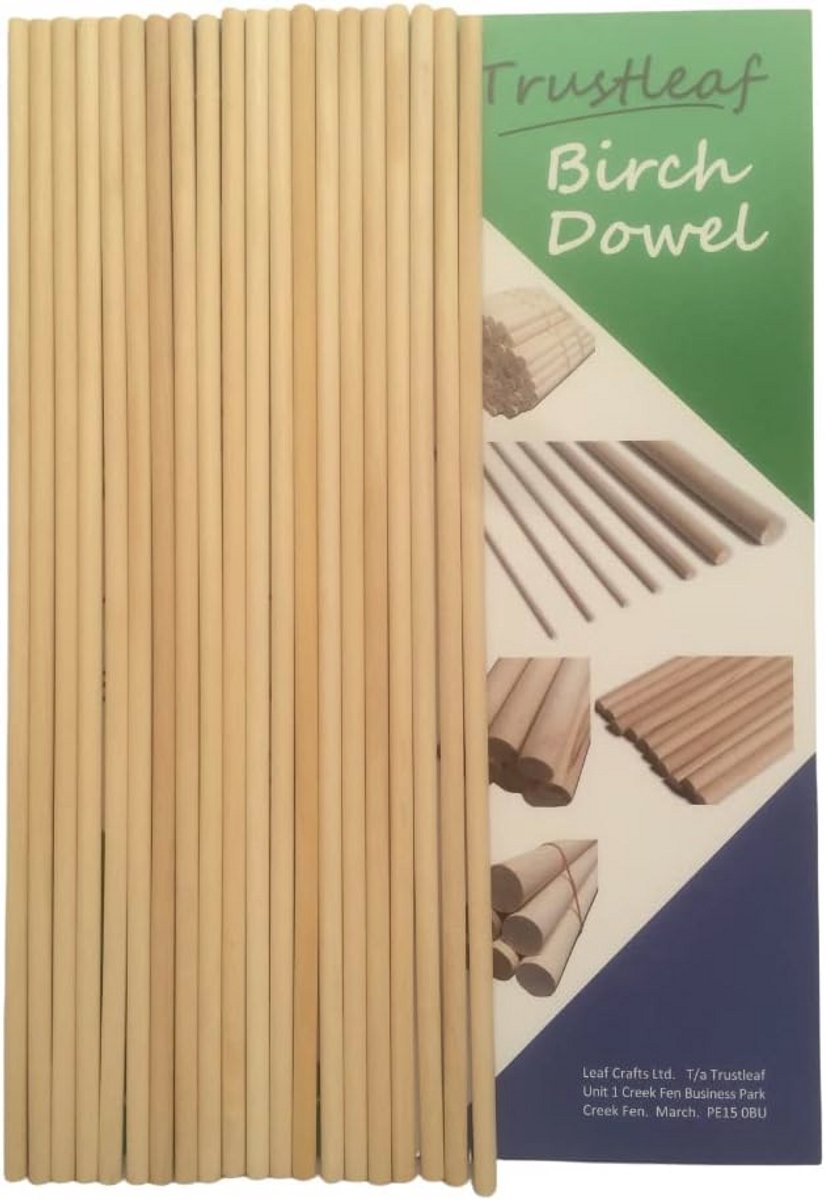 6mm x 30cm Berkenhouten Deuvels - Natuurlijke Houten Pluggen voor Meubelmakerij en Kunstprojecten
