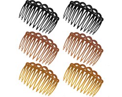 COMNICO 6 stuks Franse haarzijkammen, zijkammen, haarkam, accessoires voor vrouwen, decoratieve kam van kunststof, haarspelden met tanden voor bruidssluiers voor verschillende kapsels