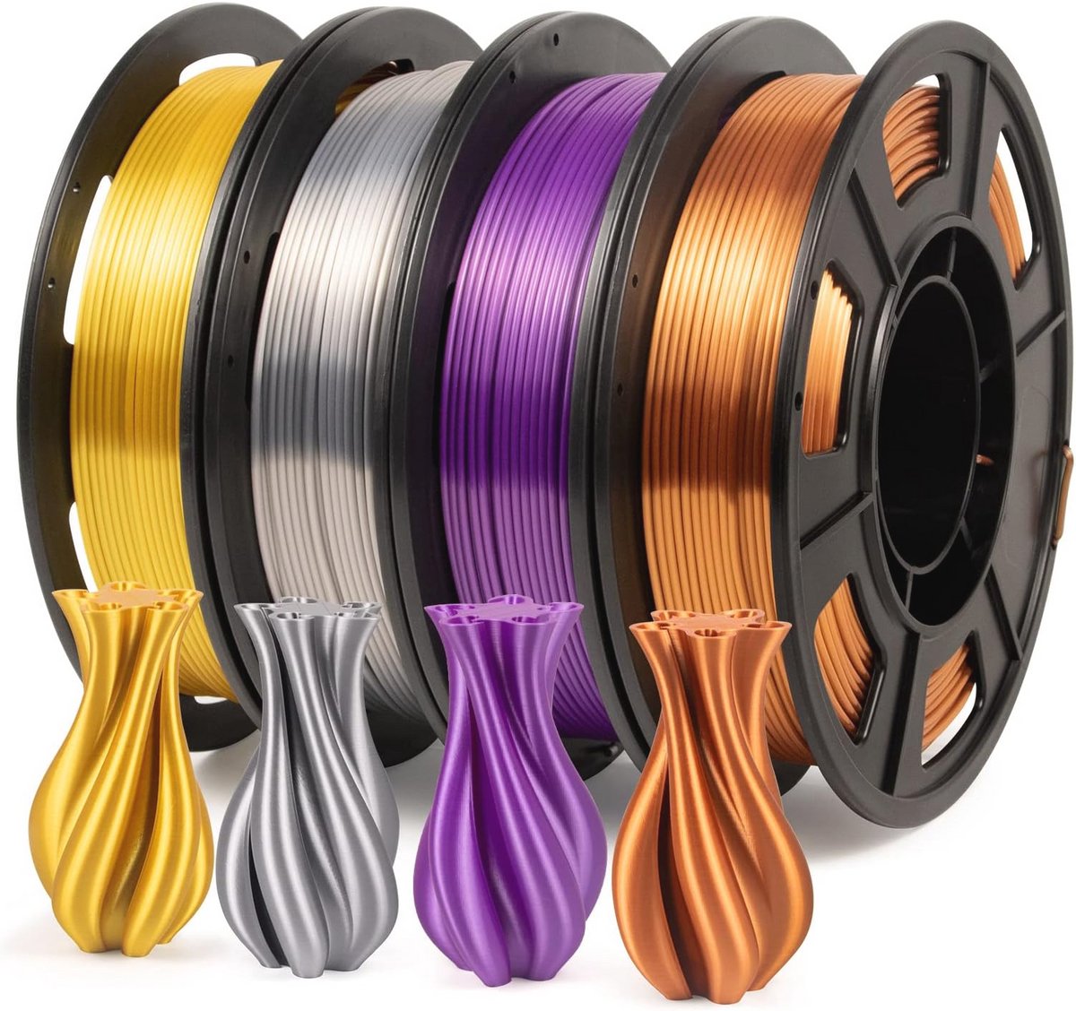 Silk PLA Filament 1.75 mm - 4 kleuren, 250g spoelen voor 3D-printers