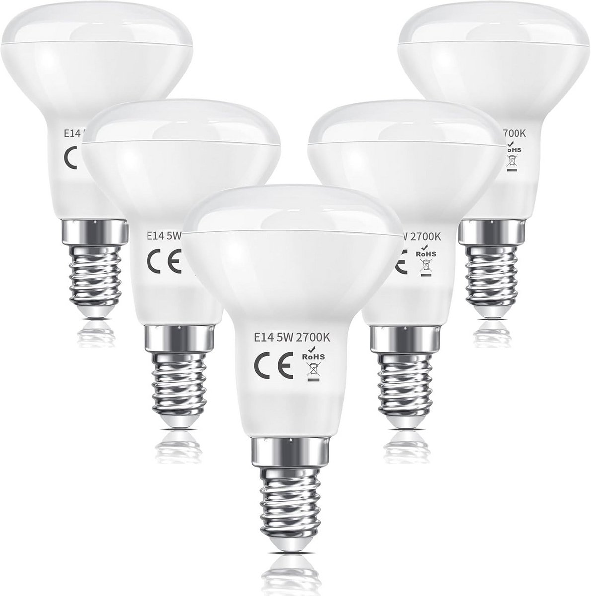 E14 R50 LED-lampen 5W Warm Wit - 5 Stuks Reflectorlampen voor Binnen