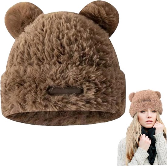 Ruige Muts Pluche Wintermuts met Oren voor Dames en Heren - Warme en Schattige ...