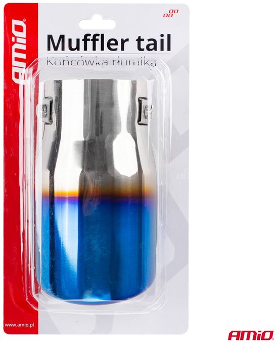 Pot d'échappement de voiture - chrome avec finition lueur bleue - diamètre 48-65mm - acier inoxydable