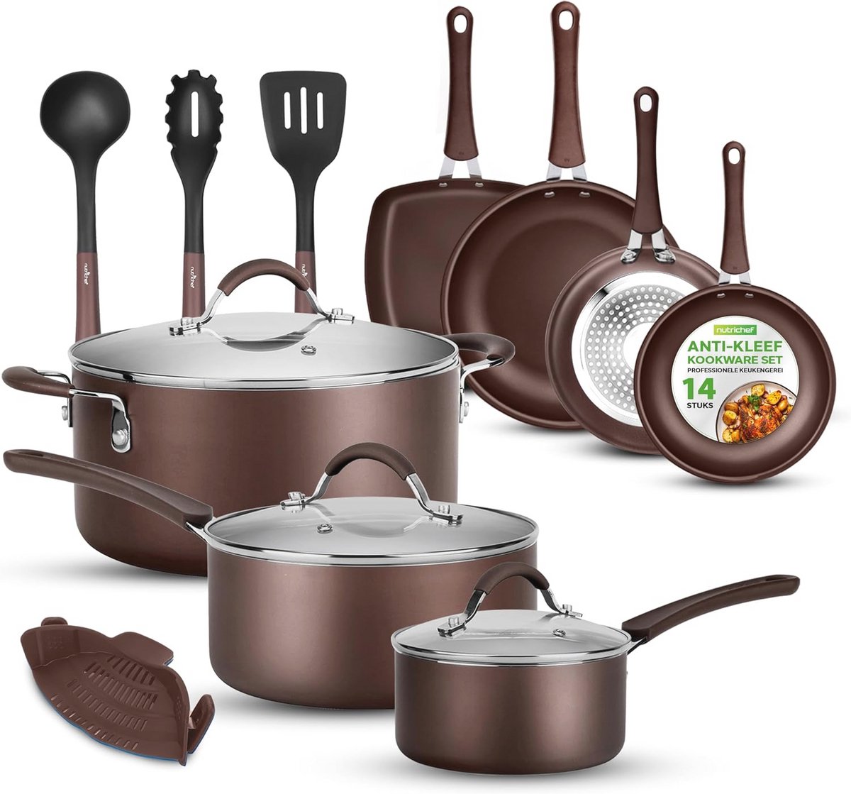 14-delige Antiaanbak Pan Set voor Inductie en Alle Hobs