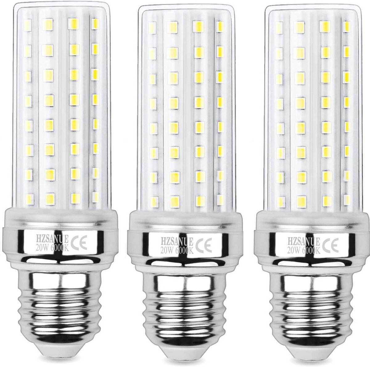 E27 LED Corn Lamp 20W - 150W Equivalent, 6000K Daylight White - Pack of 3