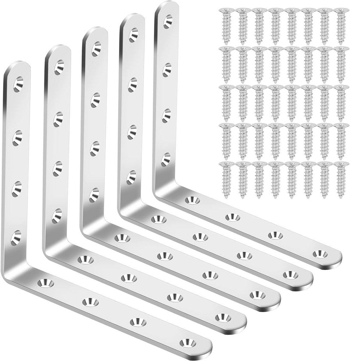 Heavy Duty Hoekverbinder 90 Graden voor Meubelbouw - 5 Stuks Roestvrij Staal 125 x 125 x 20 mm