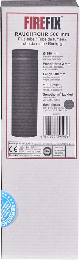 Kachelpijp 150 mm - 2 mm Dikke Stalen Rookkanaal voor Kachels en