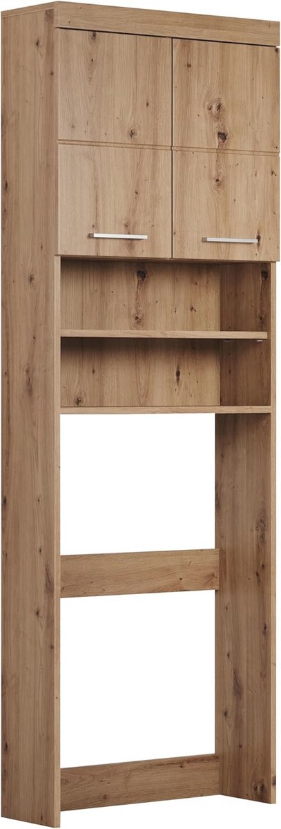 Wasmachinekast met Opbergruimte in Eikenhout - 63 x 187 x 24 cm