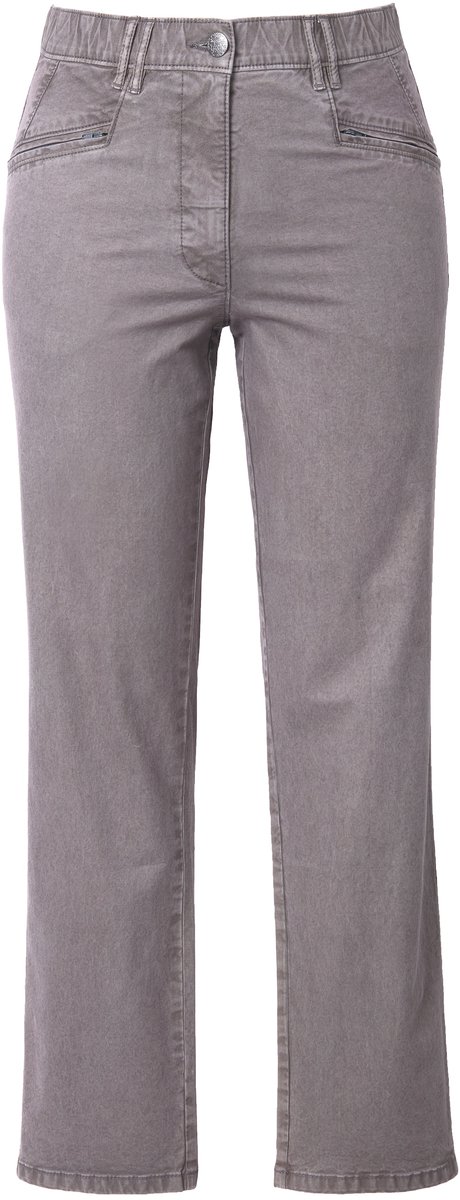Ulla Popken - Dames - Broek Mony taps toelopende pijpen ritszakken stretch - Grafietgrijs - Maat 31
