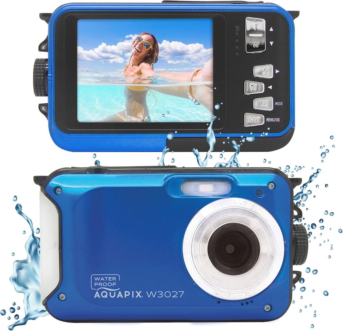 Digitale camera 5 Megapixels marineblauw waterdicht