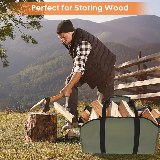 Opvouwbare Brandhout Tas - Waterbestendige Canvas Logdrager voor Open Haard en Camping — afbeelding 3