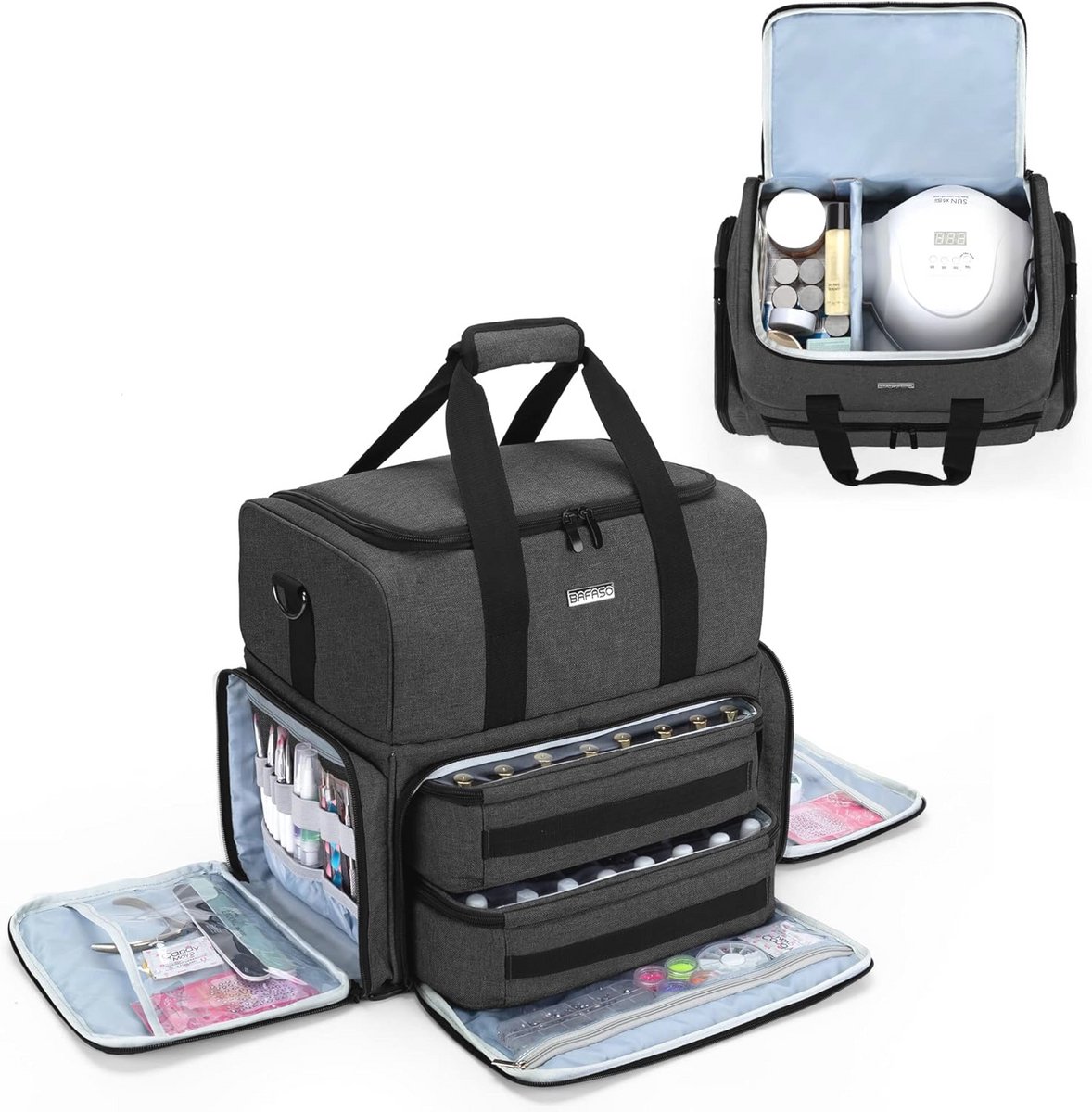 Nagellak Organizer Tas voor 80 Flessen – Ideale Cosmetica Opbergtas en Accessoireset in Zwart