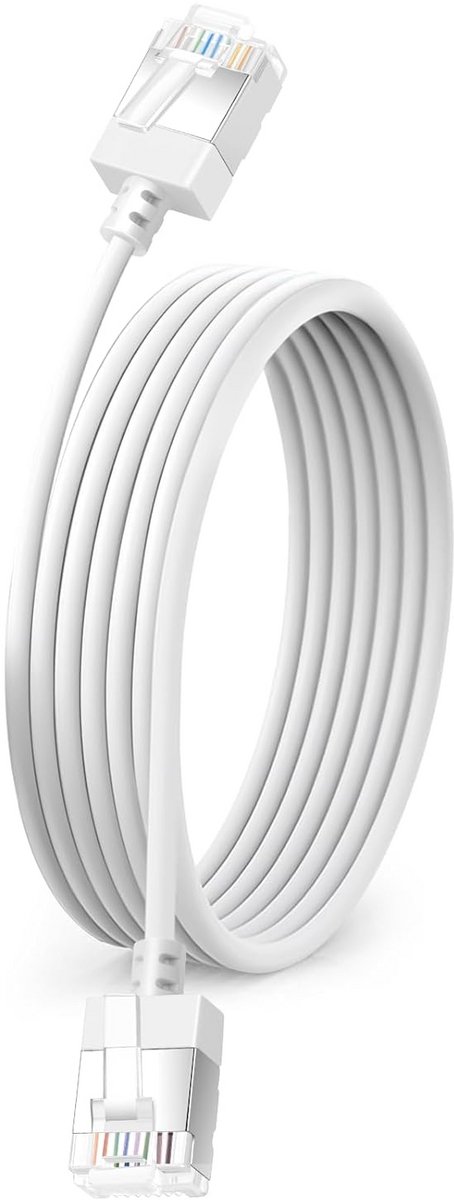 Dutevolns Ultra Thin Cat 6 Ethernet Cable 1m, Flexible RJ45 Cat 6a LAN Cable Gigabit for PC, Router, PS4/5 (White)