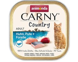 animonda Carny Adult Country Kattenvoer, natvoer voor katten in praktische portieschaal met kip, kalkoen + forel, 32 x 100 g