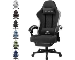 GTPLAYER - Gamingstoel Ergonomisch - Met Veerzitkussen en Voetensteun - Zwart