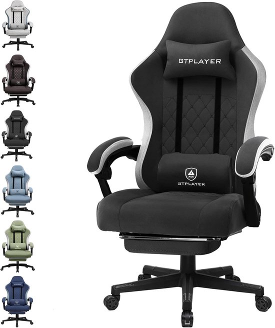 GTPLAYER Gamingstoel Ergonomisch met Voetensteun - Zwart - GTPLAYER - €120,24