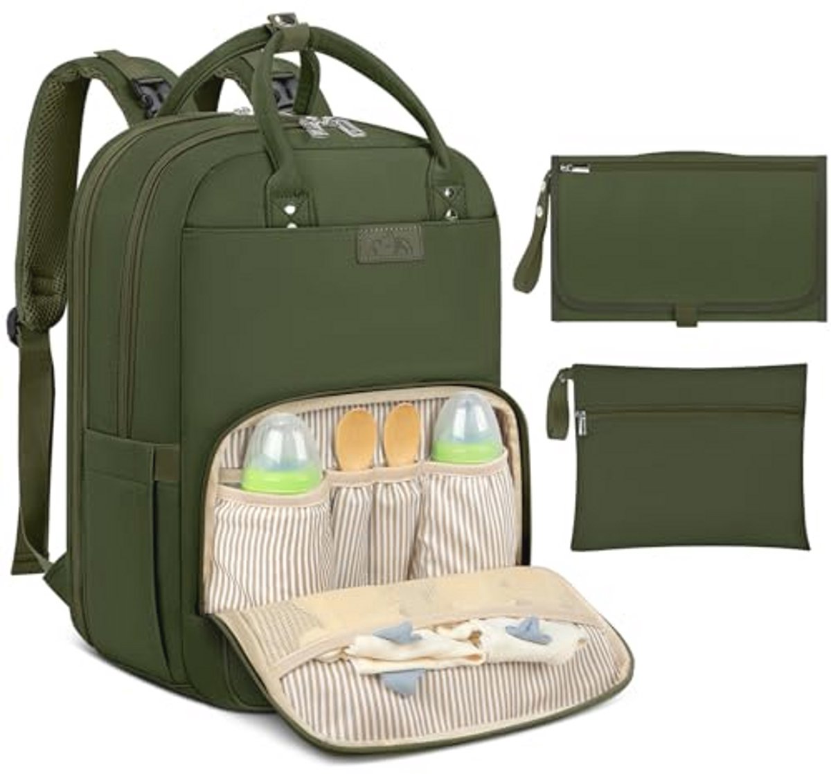 Luierrugzak voor baby's met Kinderwagenriemen en Luieronderlegger - Grote Zwarte Babytas