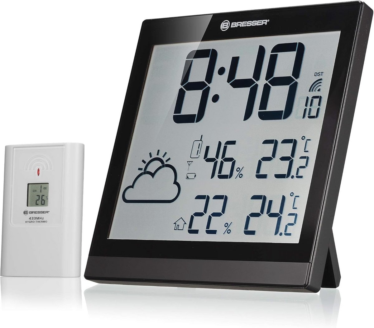 Draadloze wandklok voor weerstation met groot display
