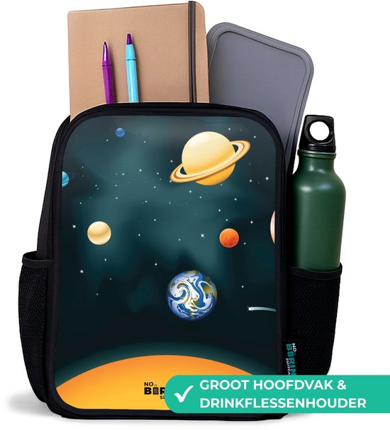 Sac à dos noir - Cartable garçon & fille - Espace avec planètes - Sac à dos scolaire - Cartable enfant - Sac à dos scolaire - Sac à dos enfant