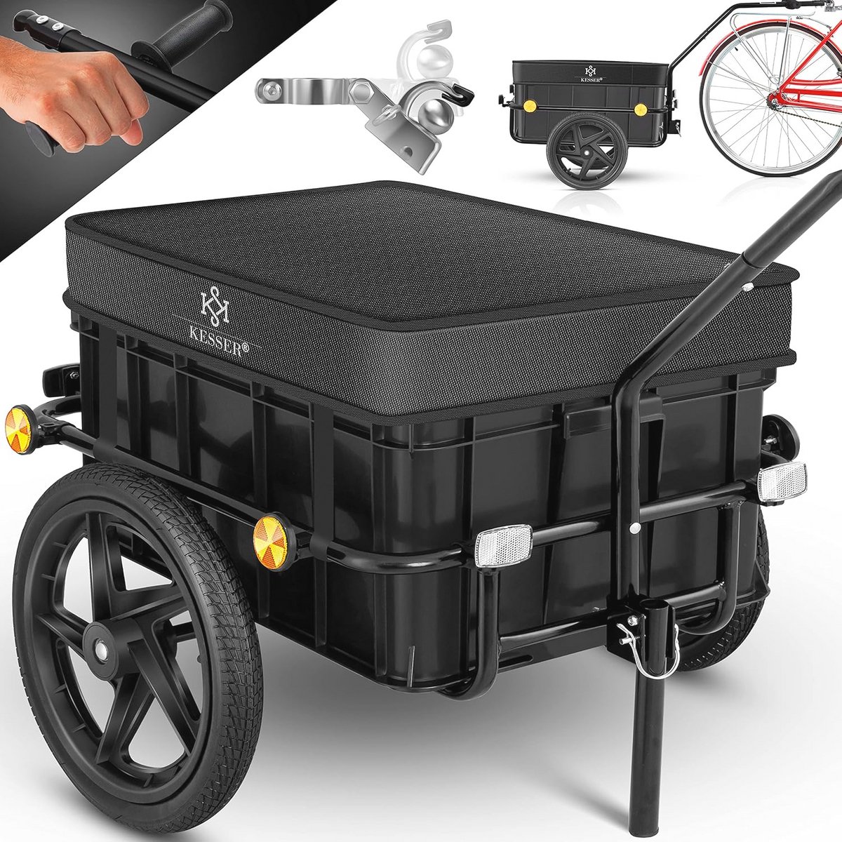 Fietsaanhanger met 70 Liter Transportbox - Handwagen voor Fiets