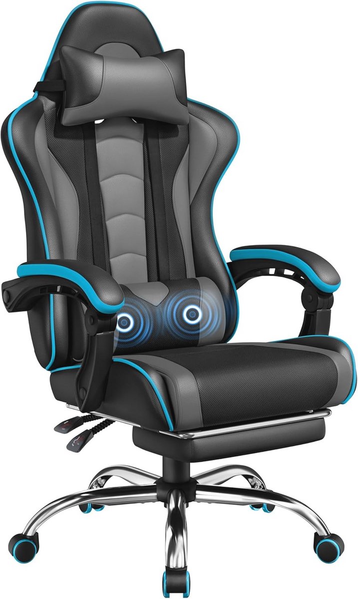 Ergonomische Gamingstoel met Massagfunctie en Voetensteun