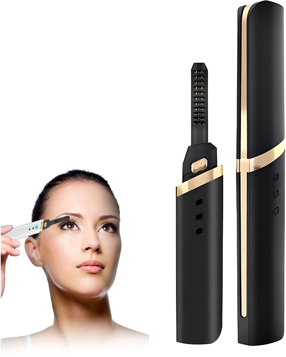 Ynkkvre - Elektrische Wimperkruller - Verwarmde Wimperkruller - Wimperlift - Lash Lift - Eyelash Curler - Gekrulde en Volle Wimpers - 3 Temperatuurstanden - USB Oplaadbaar - zwart