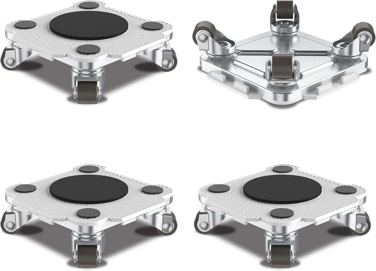 ONEON Furniture Mover Pro - 4 stuks verbeterde dollies met aangepaste TPE-wielen - Moeiteloos zwaar meubeltransport (lichtgrijs, alleen 4 dollies)