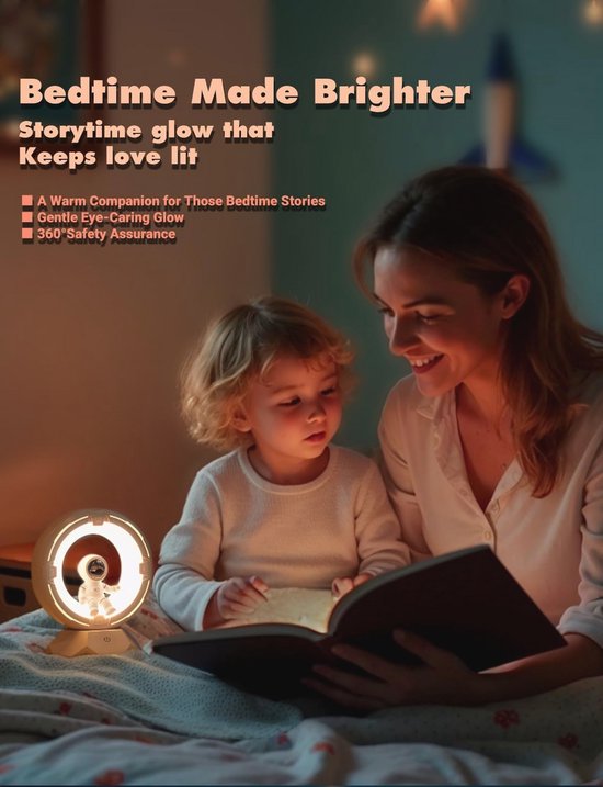 Astronaut Nachtlampje voor Kinderen - Oplaadbare Dimbare Ruimte Nachtlamp met 12 Niveaus Koud en Warm Licht — afbeelding 5