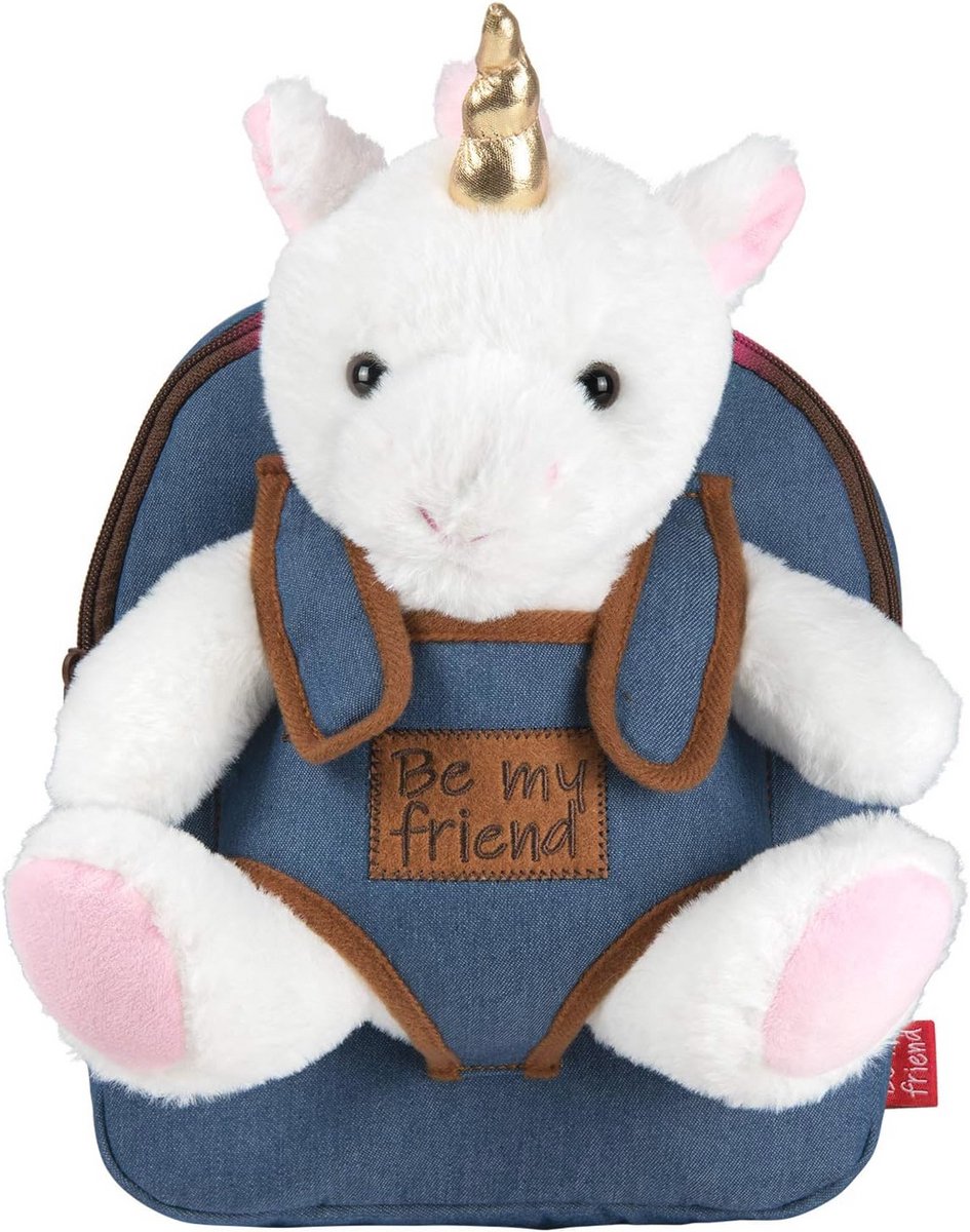 Zachte Peutel Rugzak met Knuffeldier voor Kinderen - Kindertas voor Peuters en Kleuters - Ideaal voor School en Spelen - 27x21x9 cm