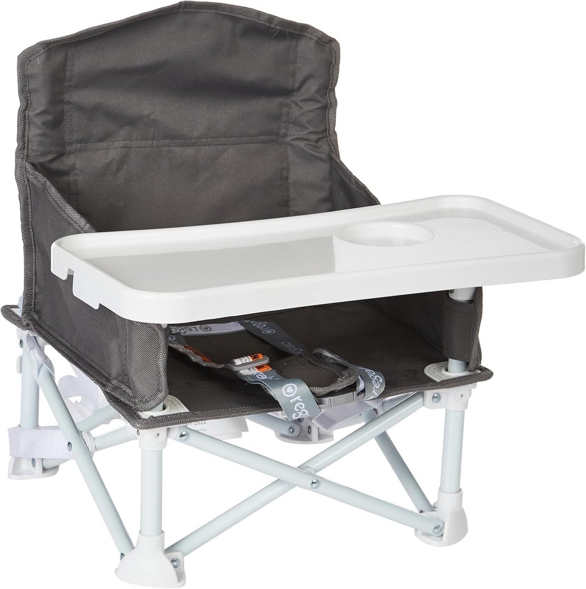 2-in-1 draagbare reisverhoger stoel & activiteitsstoel met afneembare lade en bekerhouder - grijs