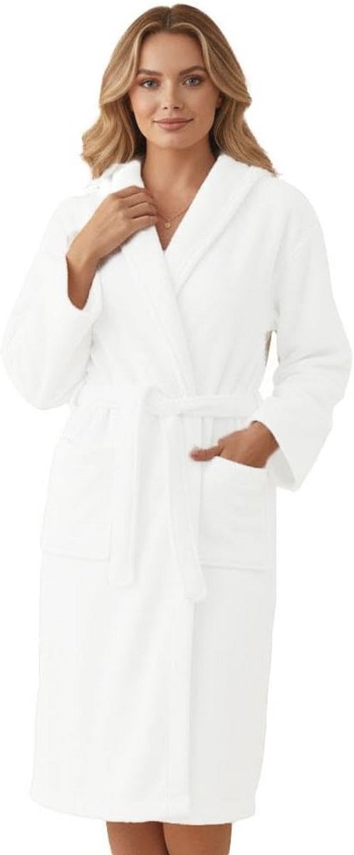 Dames Luxe 100% Katoen Badjas met Capuchon - Comfortabele en Absorberende Gewaad
