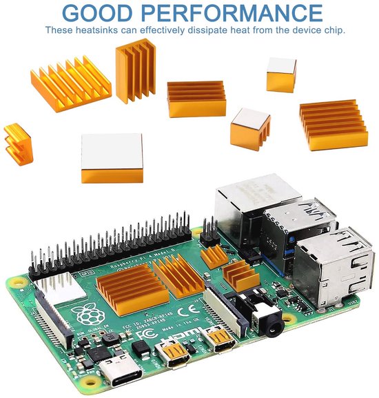 20 Stuks Heatsinks voor Raspberry Pi 4 - Aluminium Koellichamen met Heatsink Tape van Merkloos — afbeelding 3
