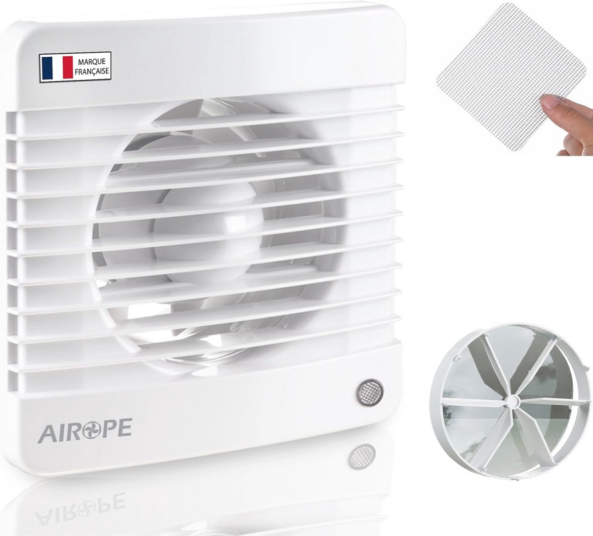 100 mm vochtigheidssensor en timer voor afvoerventilator met terugslagklep en muggenfilter – Ideaal voor badkamer, keuken, kantoor en toilet