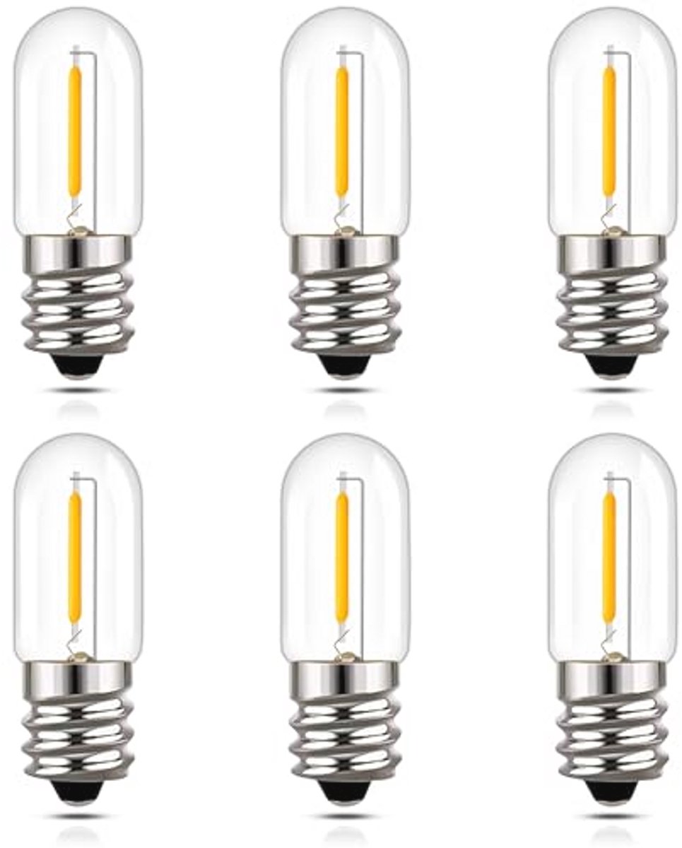 Mini E12 LED gloeilamp 1W warm wit 2200K voor nachtlampen en tafellampen