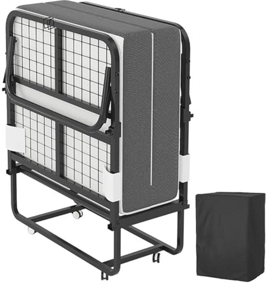 ISOSIL Opklapbed, 90 x 200 cm, Logeerbed Met Inklapbaar Metalen Bedframe en 13 cm Schuimmatras, Belastbaar Tot 200 Kg ISOSIL Opklapbed, 90 x 200 cm, Logeerbed Met Inklapbaar Metalen Bedframe en 13 cm Schuimmatras, Belastbaar Tot 200 Kg