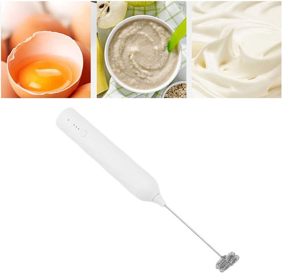Drink Mixer - Kleine Huishoudelijke Eimixer - Mini Multifunctionele Blender - Handheld Elektrische Mixeur - Schuim Maker - Keuken Mixer (Wit) — afbeelding 4