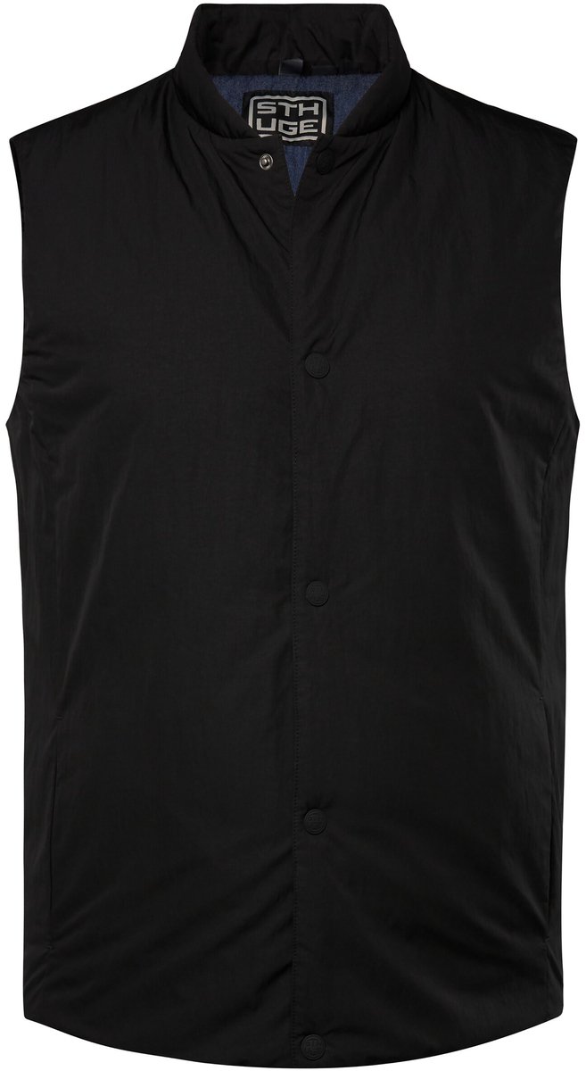 STHUGE - Heren - Doorgestikte bodywarmer opstaande kraag gerecycled - Zwart - Maat 7XL